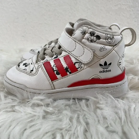ADIDAS DISNEY Kids Unisex Shoes White & Red Size 8K Pull On Velcro - Picture 5 of 13